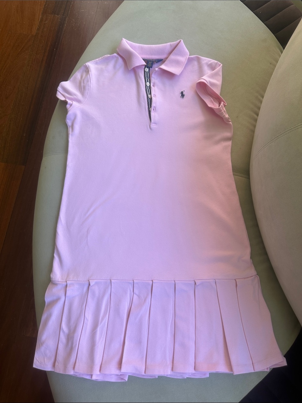 Ralph Lauren Light Pink Girls' Polo Dress with Pleated Hem